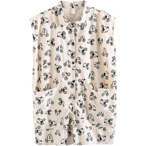 Boys' And Girls' Cartoon Graffiti Large Pocket Sleeveless Jumpsuit